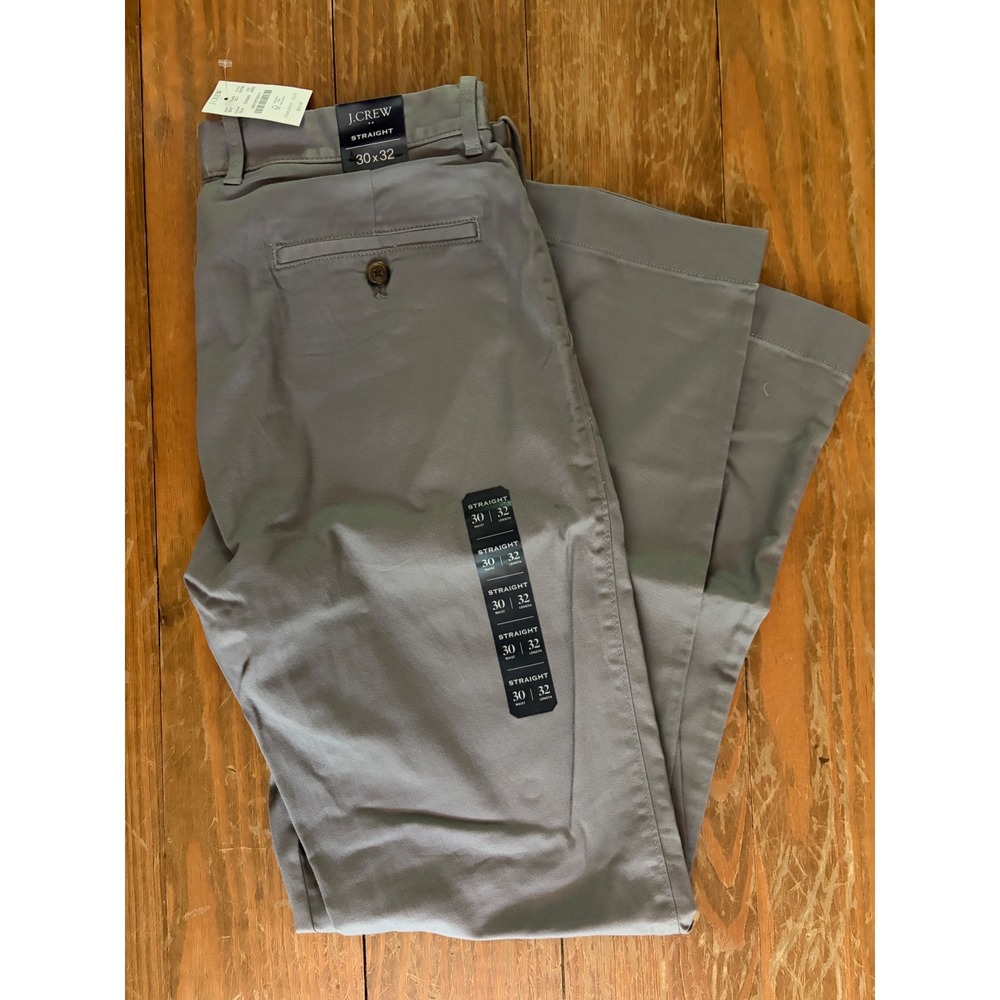 J.Crew Factory Flex Straight Fit Chino Pants Mens 30x32 Gray H3186 NWT